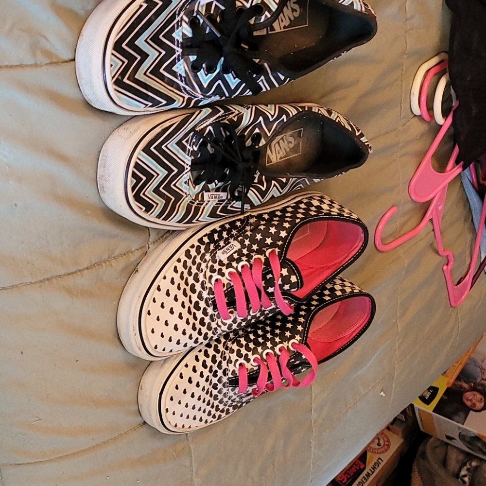 Vans. Grey and black size 9. Others 8.5